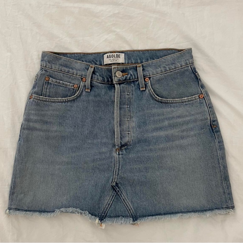 Agolde Denim Jean Skirt Quinn Mini Sz 27 revolve